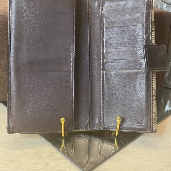 Gucci Canvas and Brown Leather Long Wallet - Picture 8 of 13